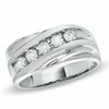 Thumbnail Image 1 of Men's 1/2 CT. T.W. Diamond Slant Wedding Band in 14K White Gold