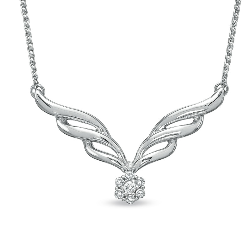 1/6 CT. T.W. Diamond Heavenly Necklace in 10K White Gold