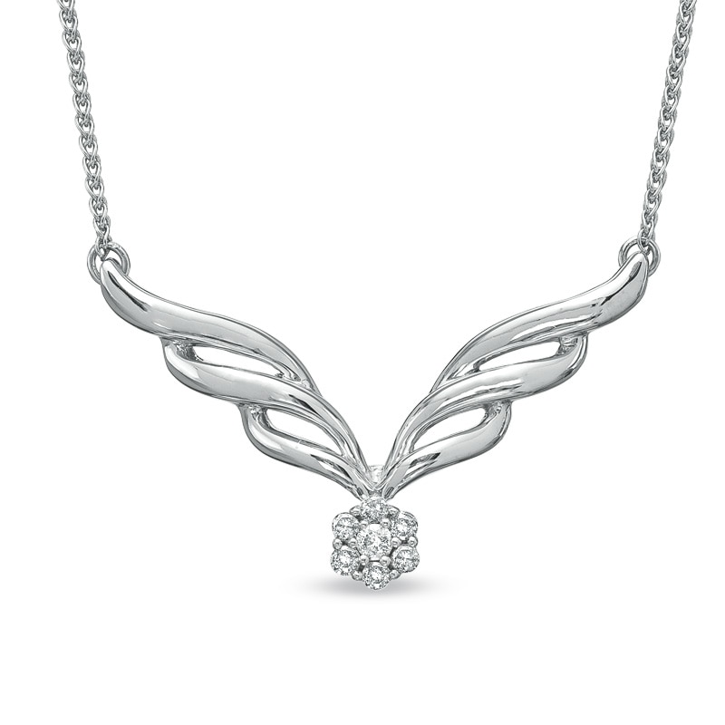 Main Image 1 of 1/6 CT. T.W. Diamond Heavenly Necklace in 10K White Gold