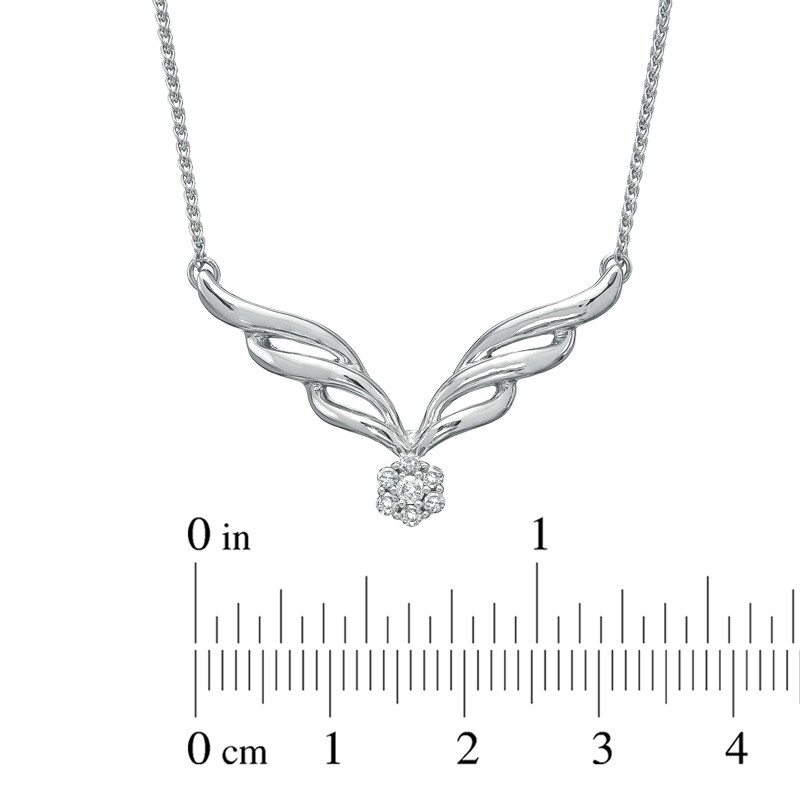 Main Image 2 of 1/6 CT. T.W. Diamond Heavenly Necklace in 10K White Gold