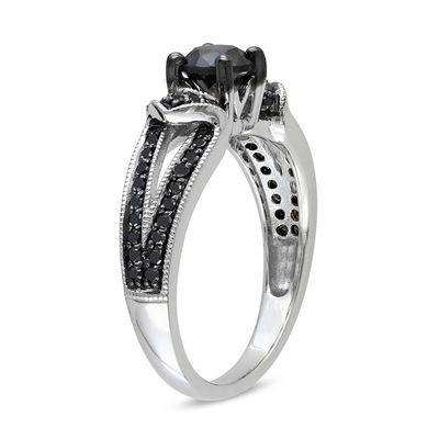 Awesome 1.85 CT Black Round Cut Diamond Engagement and Wedding Ring Set For Her 925 Sterling Silver Women Bridal Ring Set Alluring Ring