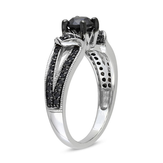 1 CT. T.w. Black Diamond Engagement Ring in Sterling Silver