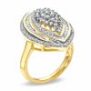 Thumbnail Image 2 of 1 CT. T.W. Diamond Marquise Cluster Ring in 14K Gold-Plated Sterling Silver