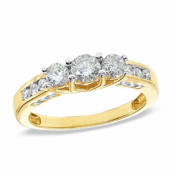 1 CT. T.w. Diamond Three Stone Ring in 10K Gold - Size 7