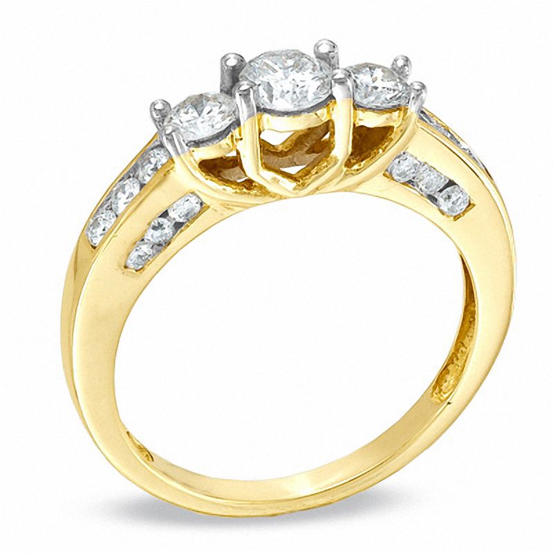 Main Image 2 of 1 CT. T.W. Diamond Three Stone Ring in 10K Gold - Size 7