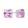 Thumbnail Image 0 of 6.0mm Cushion-Cut Lab-Created Pink Sapphire Fashion Stud Earrings in 10K White Gold