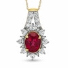 Thumbnail Image 1 of Lab-Created Ruby and White Sapphire and Diamond Accent Pendant in 10K Gold