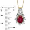 Thumbnail Image 2 of Lab-Created Ruby and White Sapphire and Diamond Accent Pendant in 10K Gold