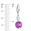 Thumbnail Image 1 of 10.0mm Lab-Created Pink Sapphire and White Topaz Drop Earrings in 10K White Gold
