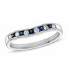 Thumbnail Image 1 of Blue Sapphire and 1/10 CT. T.W. Diamond Contour Band in 14K White Gold