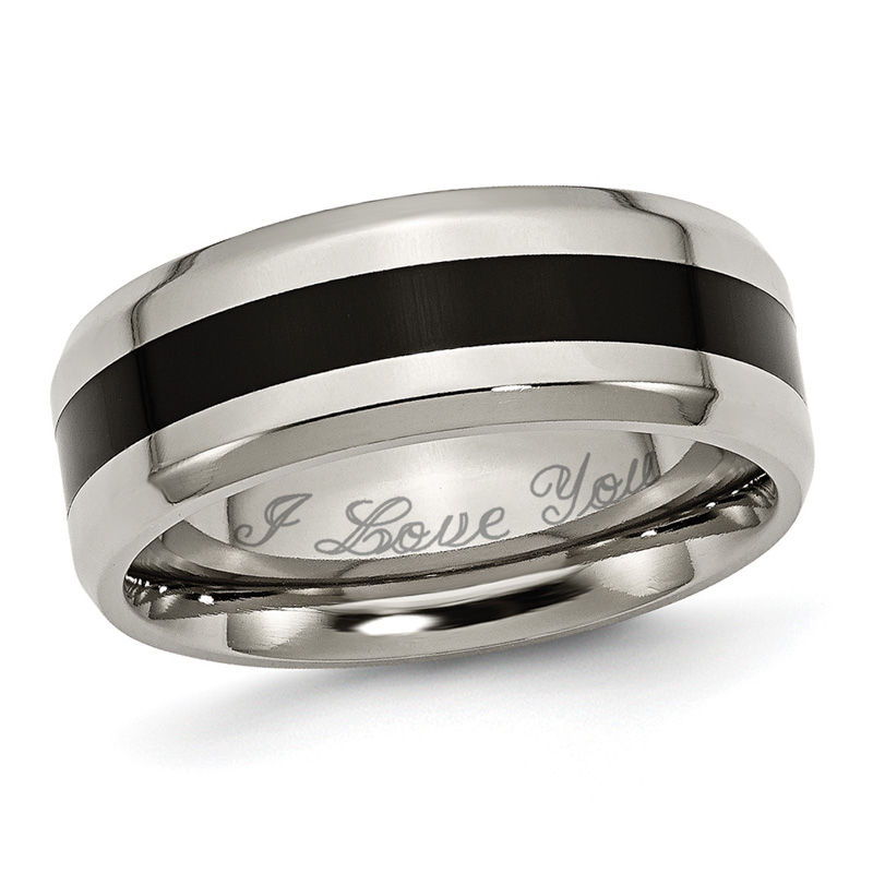 Men S 8 0mm Engraved Anium With Black Enamel Inlay Wedding Band Men S 8 0mm Engraved Anium With Black Enamel Inlay Wedding Band 18 Characters