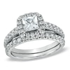Thumbnail Image 0 of 1-3/4 CT. T.W. Princess-Cut Diamond Frame Bridal Set in 14K White Gold