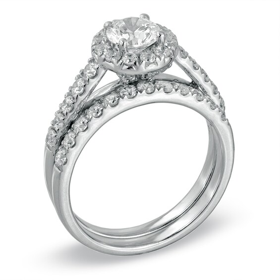 1-1/2 CT. T.w. Diamond Frame Bridal Set in 14K White Gold