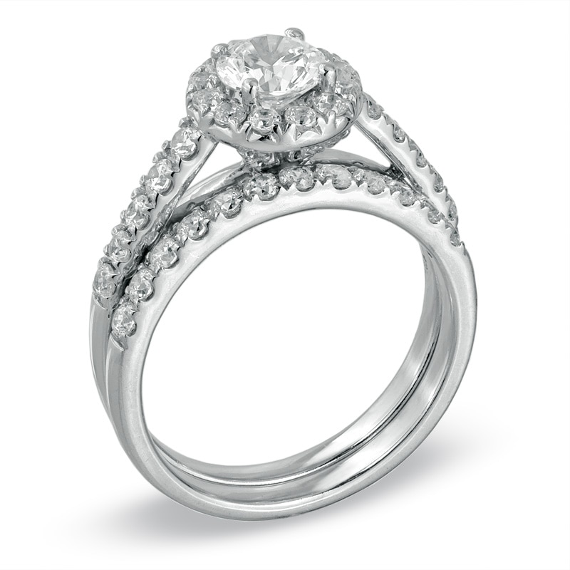 Main Image 2 of 1-1/2 CT. T.W. Diamond Frame Bridal Set in 14K White Gold