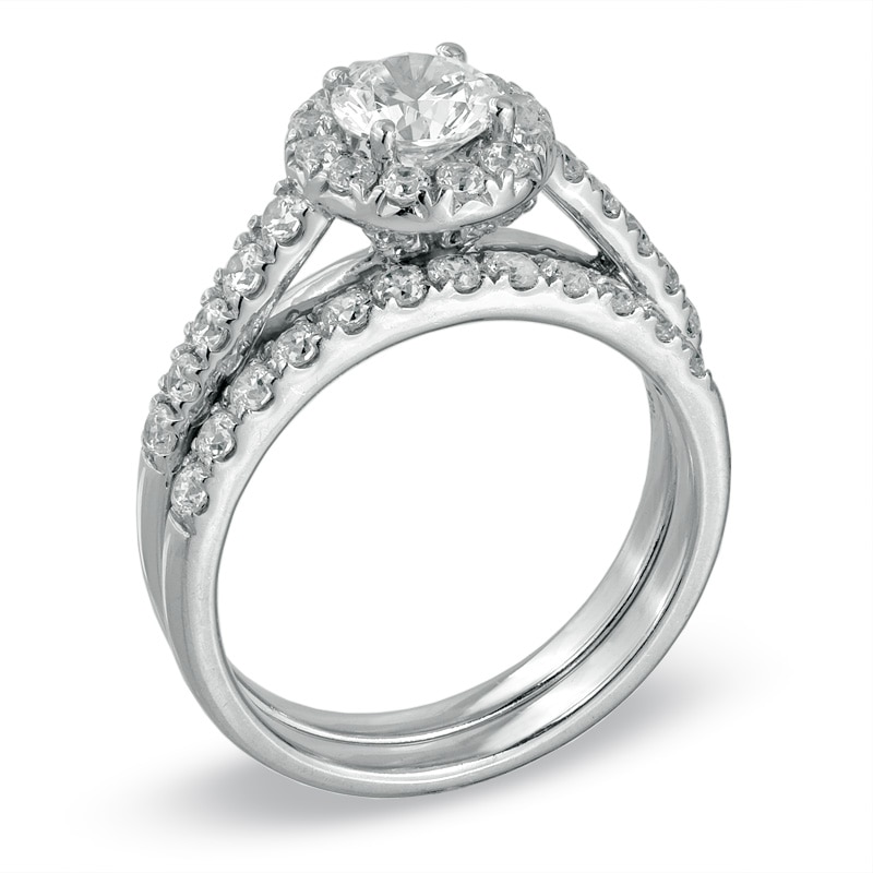 1-1/2 CT. T.W. Diamond Frame Bridal Set in 14K White Gold