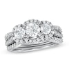 Thumbnail Image 1 of 1-1/2 CT. T.W. Diamond Three Stone Frame Bridal Set in 14K White Gold