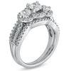 Thumbnail Image 2 of 1-1/2 CT. T.W. Diamond Three Stone Frame Bridal Set in 14K White Gold