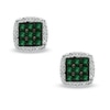 Thumbnail Image 1 of Emerald and Diamond Accent Square Stud Earrings in 10K White Gold
