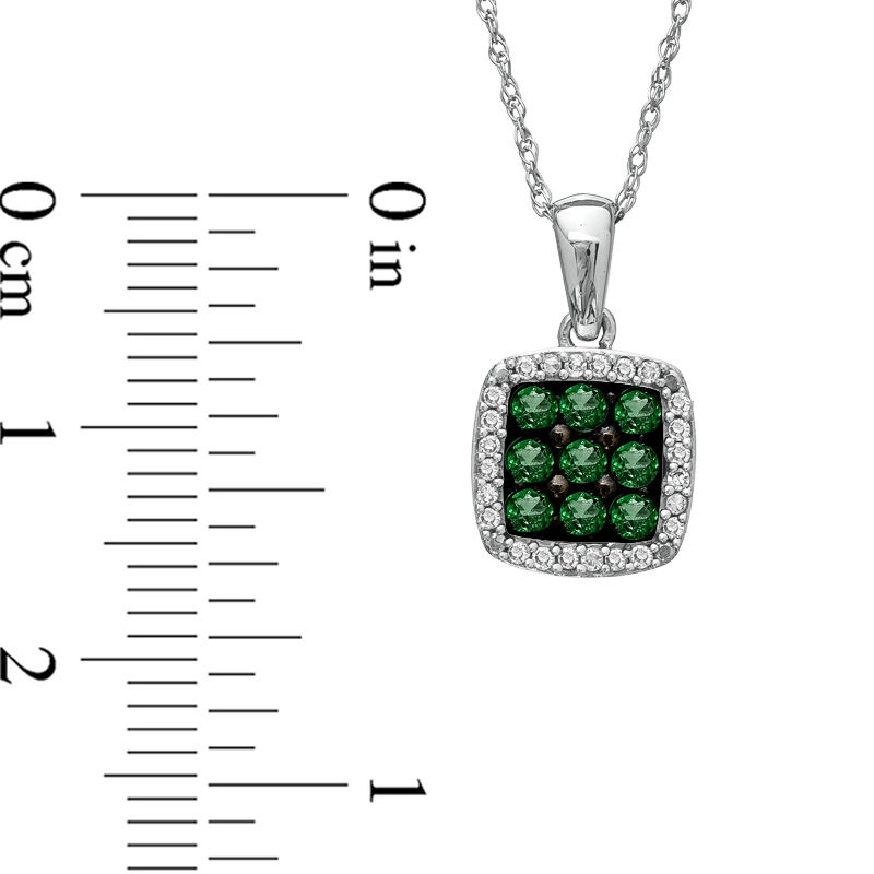 Main Image 2 of Emerald and 1/10 CT. T.W. Diamond Pendant in 10K White Gold
