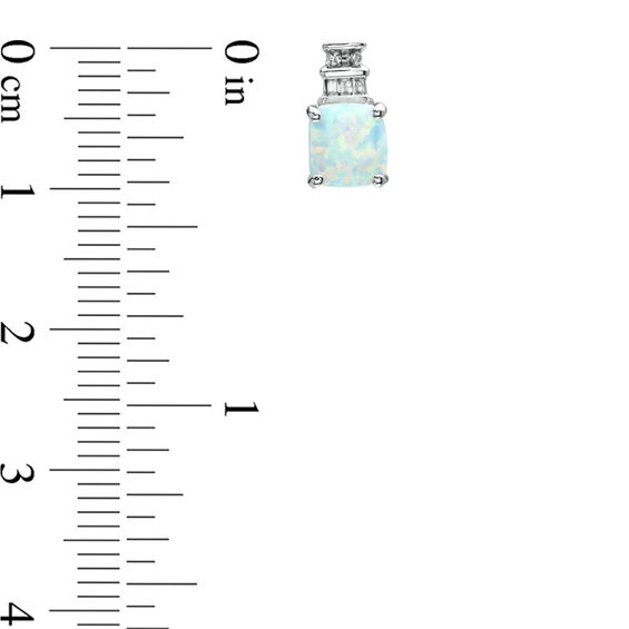 6.0mm Cushion-Cut Lab-Created Opal and Diamond Accent Earrings in 10K White Gold
