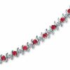Thumbnail Image 0 of 3.0mm Lab-Created Ruby and Diamond Accent Bracelet in Sterling Silver - 7.25"