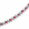 Thumbnail Image 1 of 3.0mm Lab-Created Ruby and Diamond Accent Bracelet in Sterling Silver - 7.25"