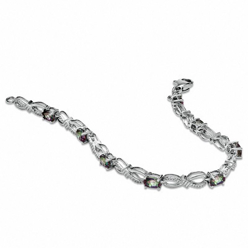 Main Image 2 of Mystic Fire® Topaz and Diamond Accent Bracelet in Sterling Silver - 7.25"