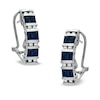 Thumbnail Image 1 of Baguette Blue Sapphire and 1/6 CT. T.W. Diamond Earrings in 10K White Gold