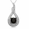 Thumbnail Image 1 of Black Mystique 1 CT. T.W. Enhanced Black and White Diamond Twist Pendant in 10K White Gold