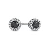 Thumbnail Image 1 of Black Mystique 1/5 CT. T.W. Enhanced Black and White Diamond Frame Stud Earrings in 10K White Gold
