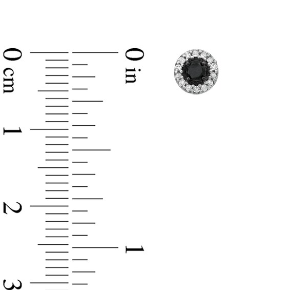 Black Mystique 1/5 CT. T.w. Enhanced Black and White Diamond Frame Stud Earrings in 10K White Gold