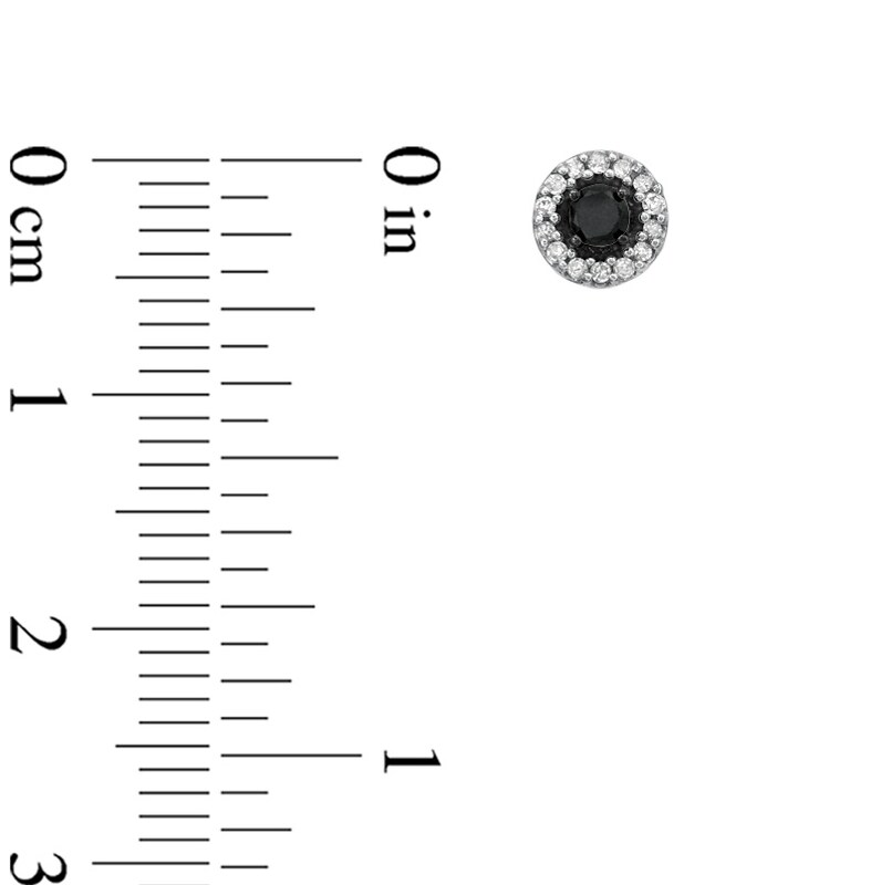 Main Image 2 of Black Mystique 1/5 CT. T.W. Enhanced Black and White Diamond Frame Stud Earrings in 10K White Gold