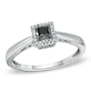 Thumbnail Image 1 of Black Mystique 1/5 CT. T.W. Enhanced Black and White Princess-Cut Diamond Square Frame Ring in 10K White Gold