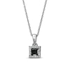 Thumbnail Image 1 of Black Mystique 1/5 CT. T.W. Enhanced Black and White Princess-Cut Diamond Square Frame Pendant in 10K White Gold