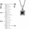 Thumbnail Image 2 of Black Mystique 1/5 CT. T.W. Enhanced Black and White Princess-Cut Diamond Square Frame Pendant in 10K White Gold
