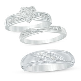 1/3 CT. T.W. Diamond Heart Frame Slant Comfort Fit Wedding