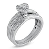 Thumbnail Image 1 of 1/3 CT. T.W. Diamond Heart Frame Slant Comfort Fit Wedding Ensemble in 10K White Gold - Size 7 and 10