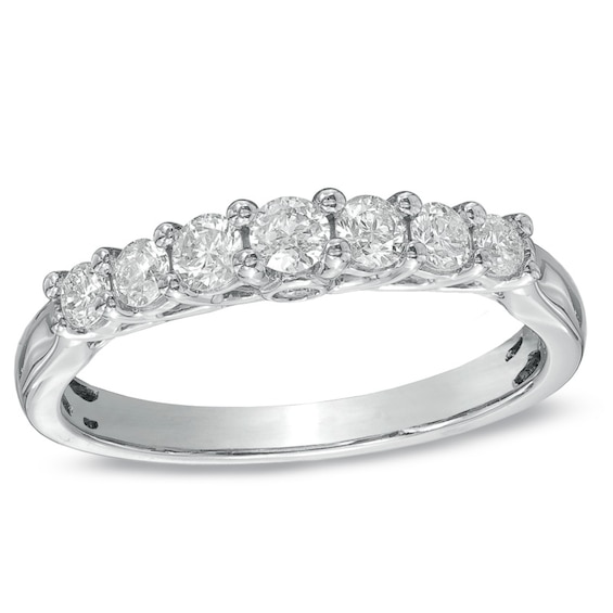 1/2 CT. T.w. Diamond Seven Stone Ring in 14K White Gold