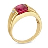 Thumbnail Image 1 of Men's Lab-Created Ruby and Diamond Accent Band in 10K Gold
