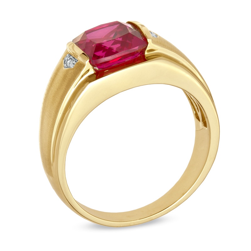 Main Image 2 of Lab-Created Ruby and Diamond Accent Band in 10K Gold