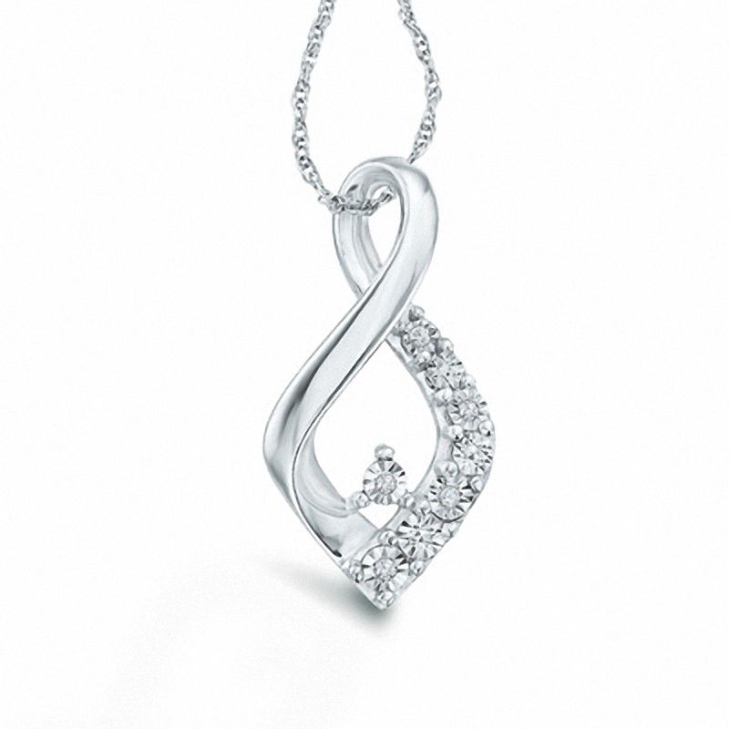 Main Image 1 of Diamond Accent Teardrop Pendant in Sterling Silver