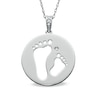 Thumbnail Image 1 of Tiny Toes™ Diamond Accent "Two Feet" Disc Pendant in 10K White Gold