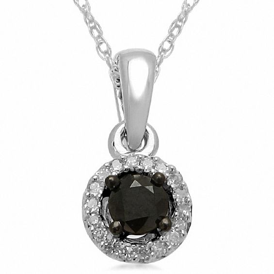 Black Mystique 1/5 CT. T.w. Enhanced Black and White Diamond Frame Pendant in 10K White Gold