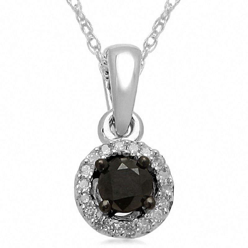 Main Image 1 of Black Mystique 1/5 CT. T.W. Enhanced Black and White Diamond Frame Pendant in 10K White Gold