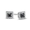 Thumbnail Image 1 of Black Mystique 1/5 CT. T.W. Enhanced Black and White Princess-Cut Diamond Square Frame Stud Earrings in 10K White Gold