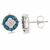 Thumbnail Image 1 of 1 CT. T.W. Enhanced Blue and White Diamond Stud Earrings in 10K White Gold