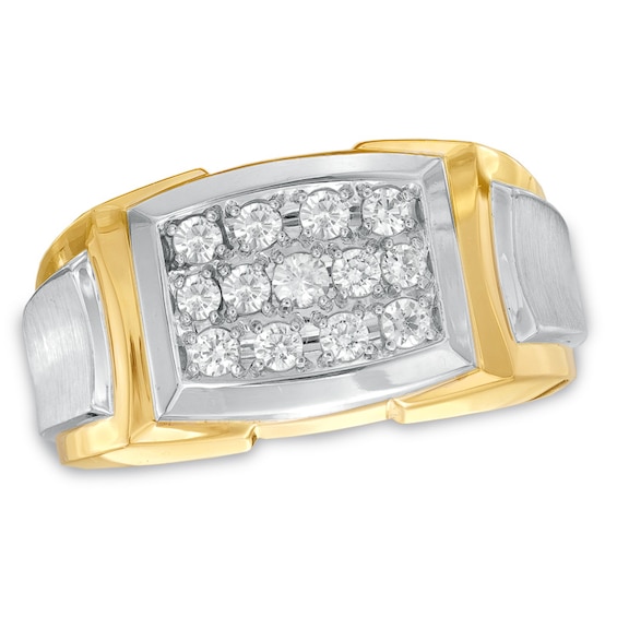 1/2 CT. T.w. Diamond Triple Row Ring in 10K Two-Tone Gold