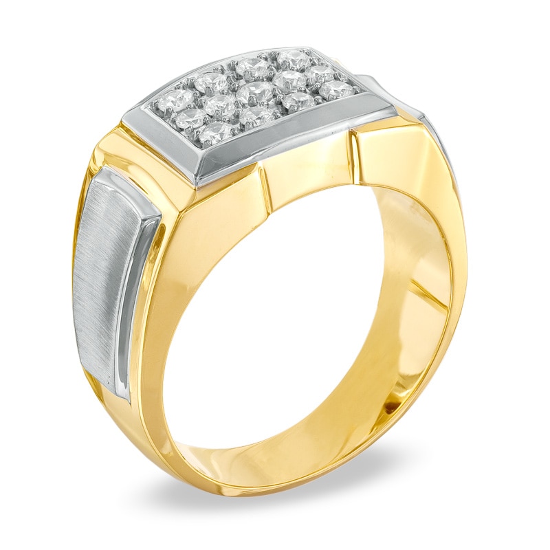 Men's 1/2 CT. T.W. Diamond Triple Row Ring in 10K Two-Tone Gold