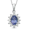 Thumbnail Image 1 of Oval Tanzanite and Lab-Created White Sapphire Frame Pendant in 10K White Gold