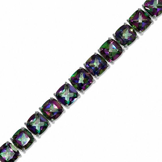 7.0mm Cushion-Cut Mystic FireÂ® Topaz Tennis Bracelet in Sterling Silver - 7.25"